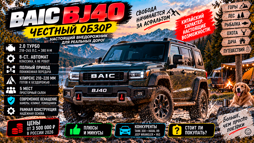 BAIC BJ40 – честный обзор цены, комплектации, расход, слабые места и стоит ли покупать BAIC BJ40 – честный обзор цены, комплектации, расход, слабые места и стоит ли покупать