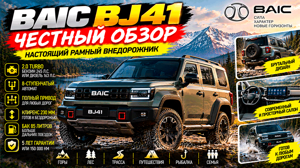 BAIC BJ41 – честный обзор цены, характеристики, комплектации, расход, слабые места, конкуренты и стоит ли покупать