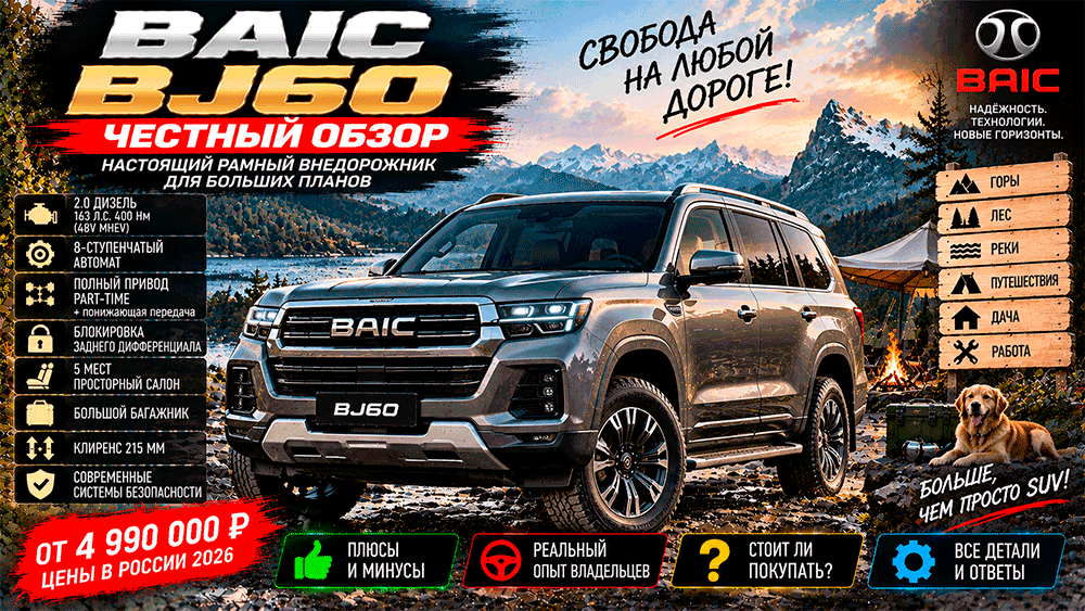 BAIC BJ60 – честный обзор цены, характеристики, комплектации, расход, слабые места, конкуренты и стоит ли покупать BAIC BJ60 – честный обзор цены, характеристики, комплектации, расход, слабые места, конкуренты и стоит ли покупать