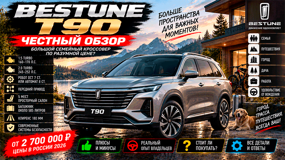 BESTUNE T90 – честный обзор цены, характеристики, комплектации, расход, слабые места, конкуренты и стоит ли покупать
