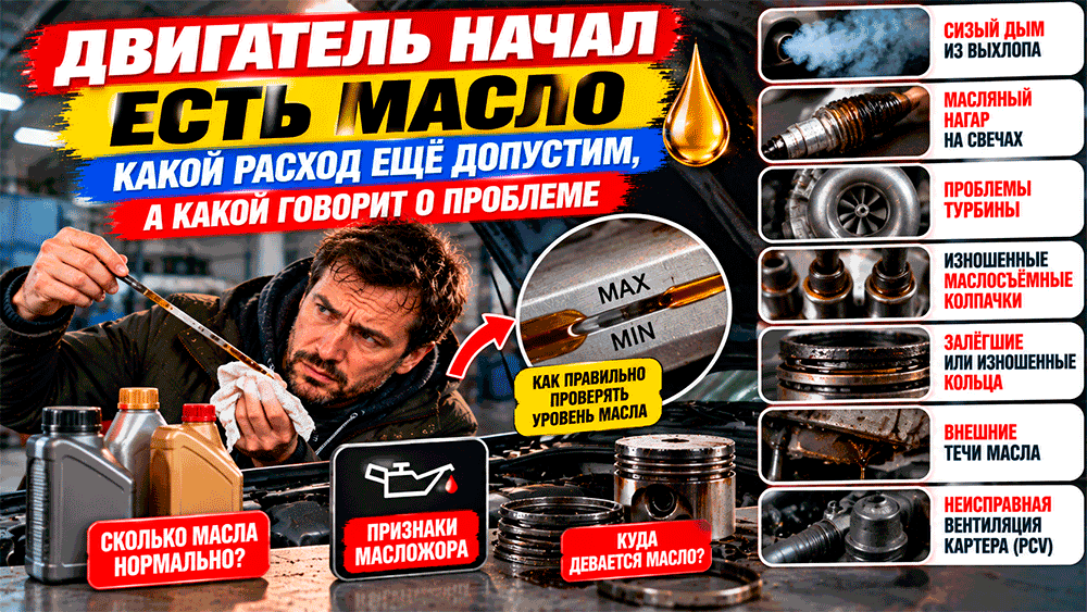 Двигатель начал есть масло – какой расход ещё допустим, а какой говорит о проблеме Двигатель начал есть масло – какой расход ещё допустим, а какой говорит о проблеме