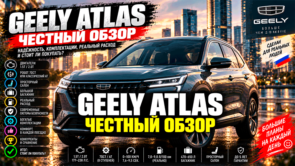 Geely Atlas – честный обзор цены, комплектации, расход, слабые места и стоит ли покупать