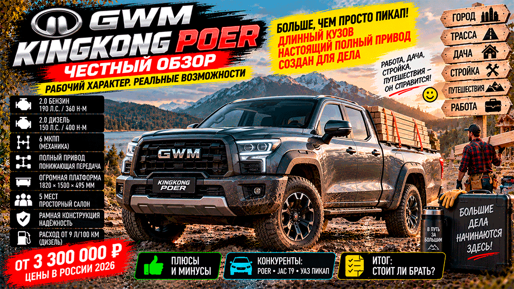 GWM KINGKONG POER – честный обзор цены, комплектации, дизель, расход, слабые места и стоит ли покупать GWM KINGKONG POER – честный обзор цены, комплектации, дизель, расход, слабые места и стоит ли покупать
