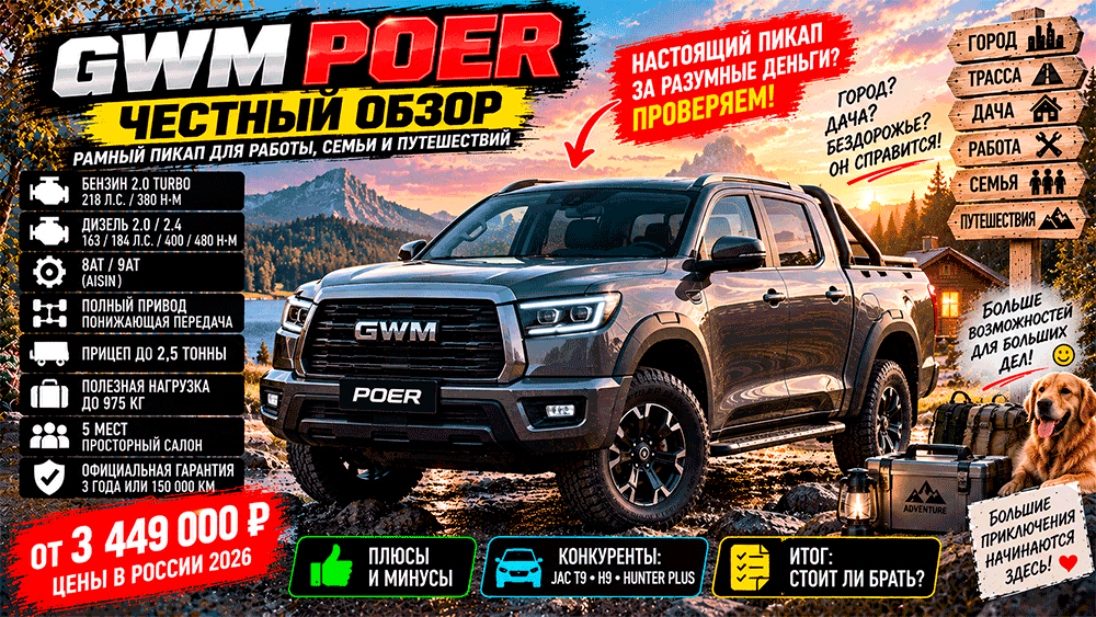 GWM POER – честный обзор цены, комплектации, дизель, расход, слабые места и стоит ли покупать