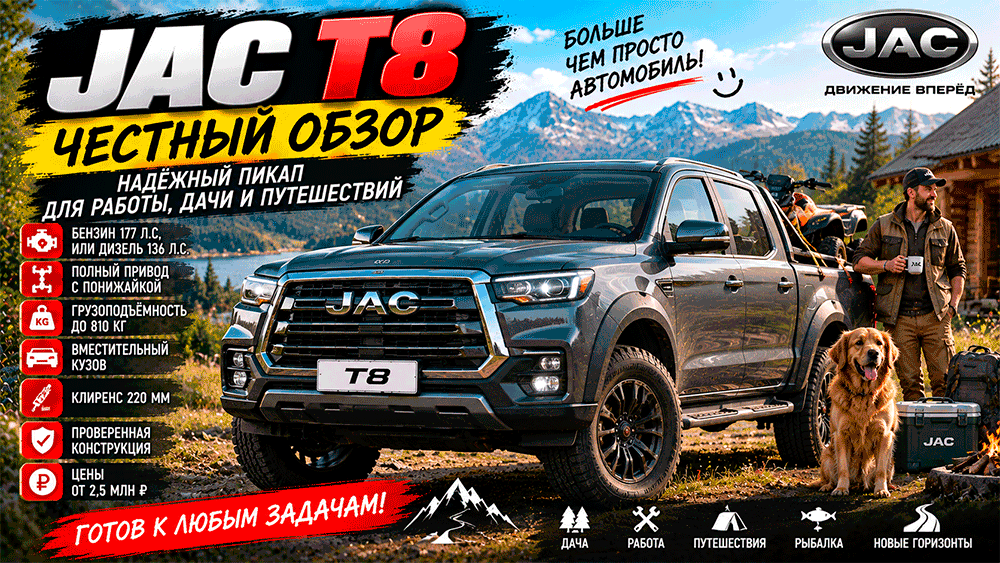 JAC T8 – честный обзор цены, бензин или дизель, расход, грузоподъёмность, слабые места, конкуренты и стоит ли покупать