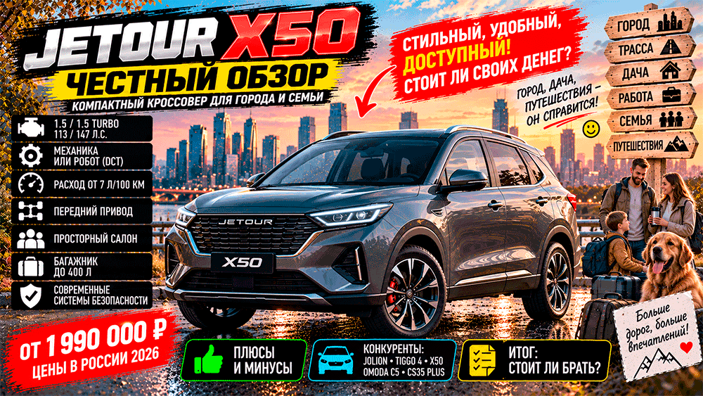 JETOUR X50 – честный обзор цены, комплектации, расход, слабые места и стоит ли покупать JETOUR X50 – честный обзор цены, комплектации, расход, слабые места и стоит ли покупать