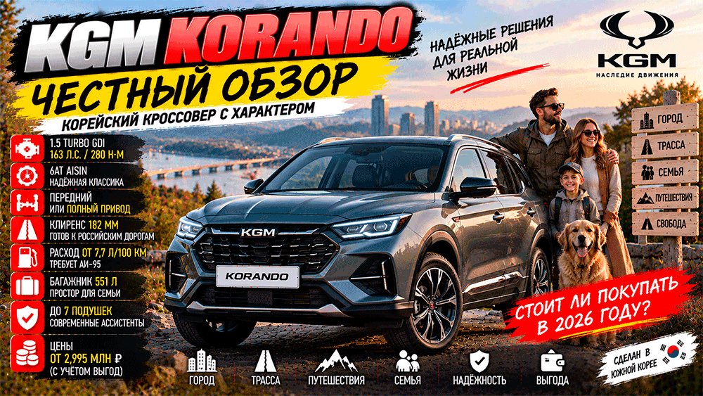 KGM Korando – честный обзор цены, характеристики, 1.5 Turbo, Aisin, полный привод, расход, слабые места и стоит ли покупать