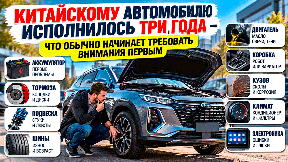 Китайскому автомобилю исполнилось три года – что обычно начинает требовать внимания первым