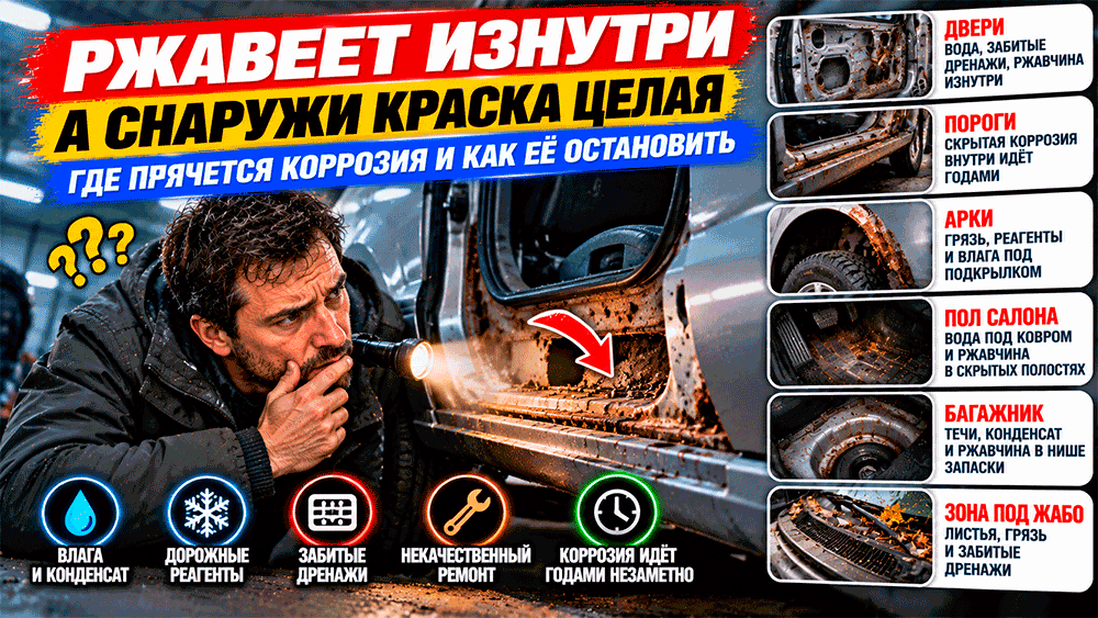 Почему автомобиль начинает ржаветь изнутри, хотя снаружи краска целая Почему автомобиль начинает ржаветь изнутри, хотя снаружи краска целая