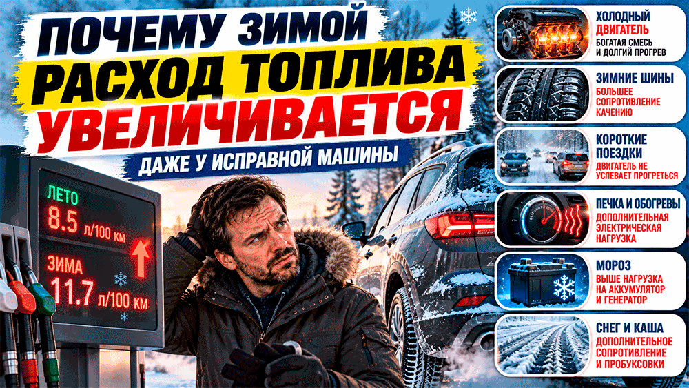 Почему зимой расход топлива увеличивается даже у исправной машины – прогрев, мороз, шины, печка и короткие поездки Почему зимой расход топлива увеличивается даже у исправной машины – прогрев, мороз, шины, печка и короткие поездки