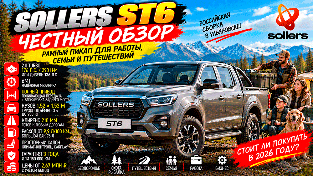 Sollers ST6 – честный обзор цены, бензин или дизель, механика, полный привод, расход, слабые места и стоит ли покупать