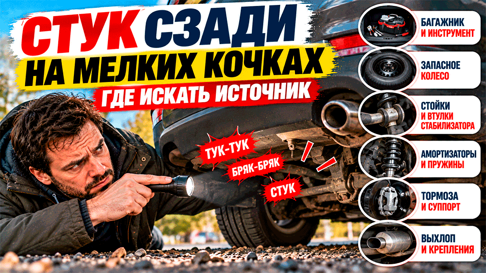 Стук сзади на мелких кочках – где искать источник и как понять, что именно гремит в машине Стук сзади на мелких кочках – где искать источник и как понять, что именно гремит в машине