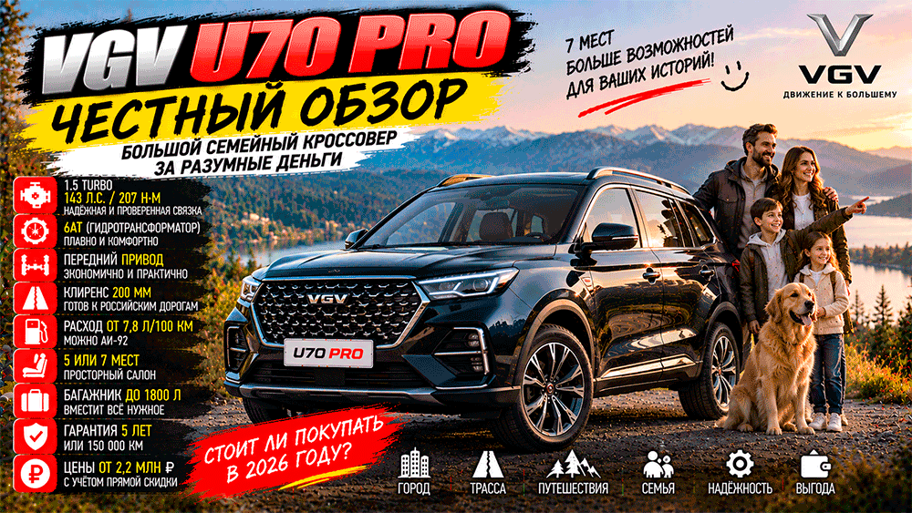 VGV U70 Pro – честный обзор цены, 5 или 7 мест, 1.5 Turbo, 6AT, расход, слабые места и стоит ли покупать VGV U70 Pro – честный обзор цены, 5 или 7 мест, 1.5 Turbo, 6AT, расход, слабые места и стоит ли покупать