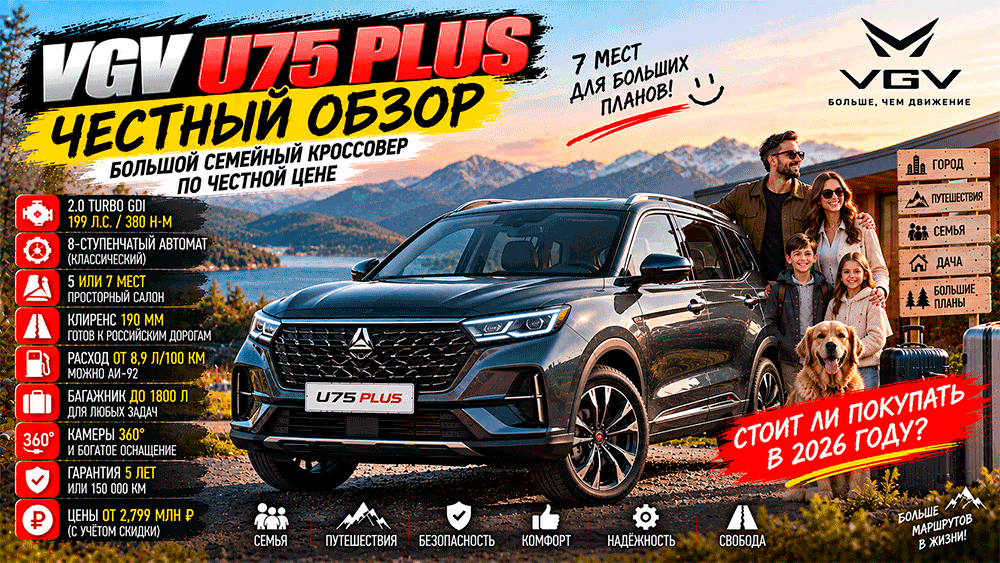VGV U75 Plus – честный обзор цены, характеристики, 5 или 7 мест, расход, слабые места, конкуренты и стоит ли покупать VGV U75 Plus – честный обзор цены, характеристики, 5 или 7 мест, расход, слабые места, конкуренты и стоит ли покупать