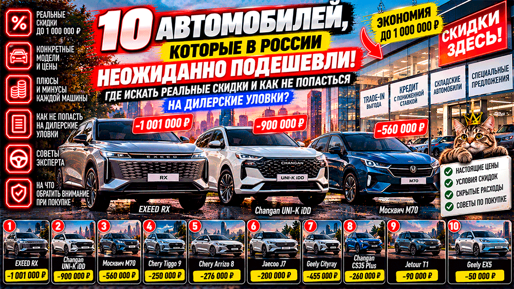 10 автомобилей неожиданно подешевели в России – скидки до миллиона рублей, реальные цены и дилерские ловушки