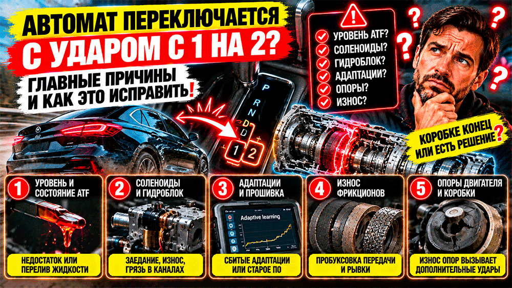 Автомат переключается с ударом только с первой на вторую – что проверить и когда коробка действительно просит ремонта Автомат переключается с ударом только с первой на вторую – что проверить и когда коробка действительно просит ремонта