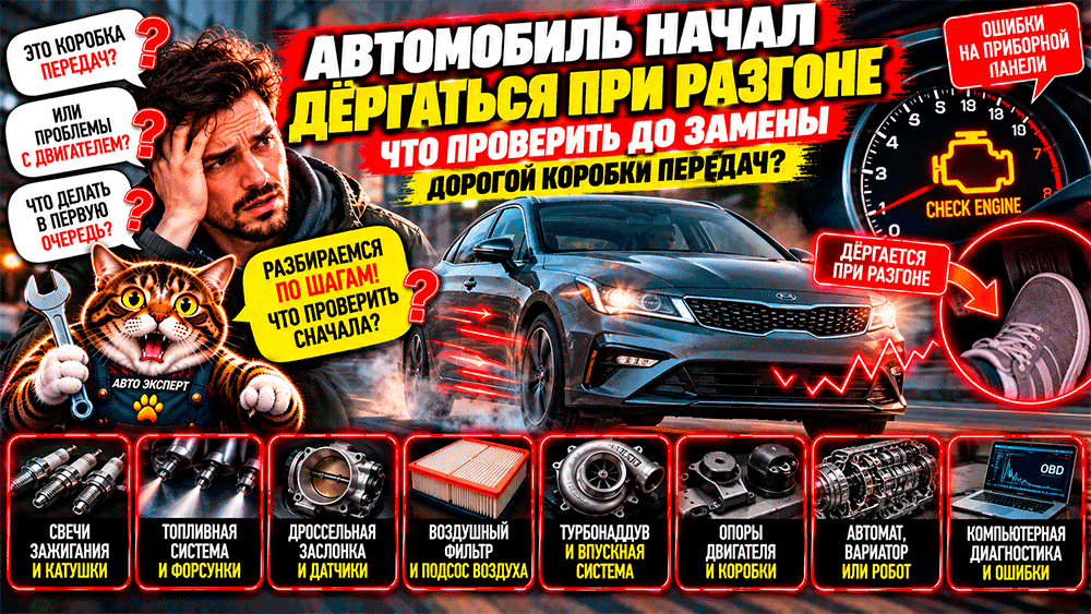 Автомобиль начал дёргаться при разгоне – что проверить до замены дорогой коробки передач? Автомобиль начал дёргаться при разгоне – что проверить до замены дорогой коробки передач?