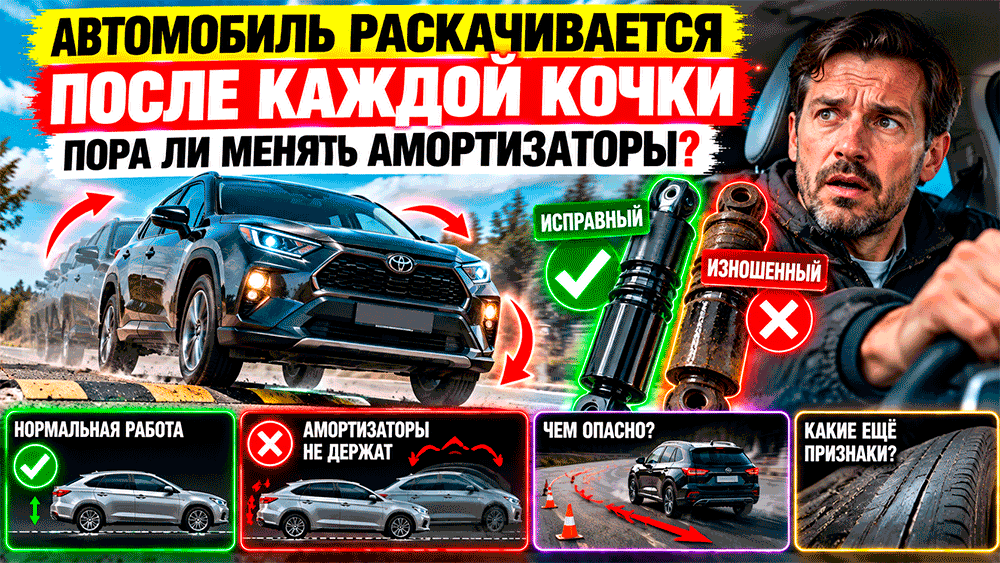 Автомобиль раскачивается после каждой кочки – пора ли менять амортизаторы и как понять, что подвеска уже не держит кузов Автомобиль раскачивается после каждой кочки – пора ли менять амортизаторы и как понять, что подвеска уже не держит кузов