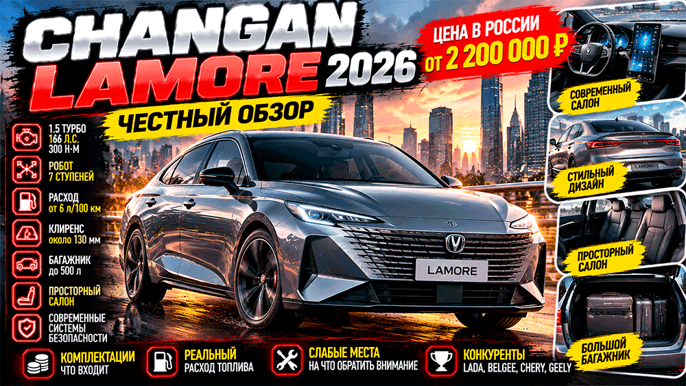 Changan Lamore 2026 – честный обзор цены, комплектации, расход топлива, слабые места, конкуренты и стоит ли покупать Changan Lamore 2026 – честный обзор цены, комплектации, расход топлива, слабые места, конкуренты и стоит ли покупать