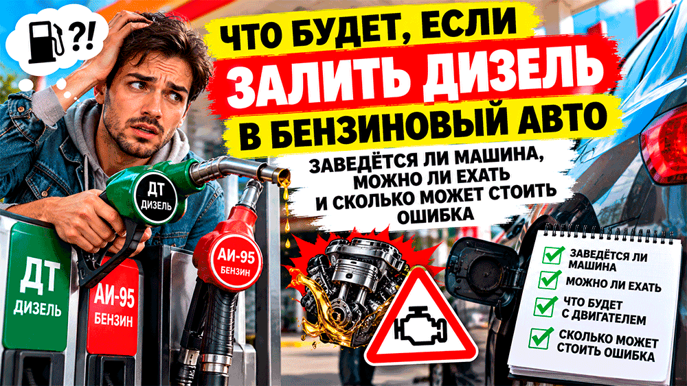 Что будет, если залить дизельное топливо в бензиновый автомобиль – заведётся ли машина