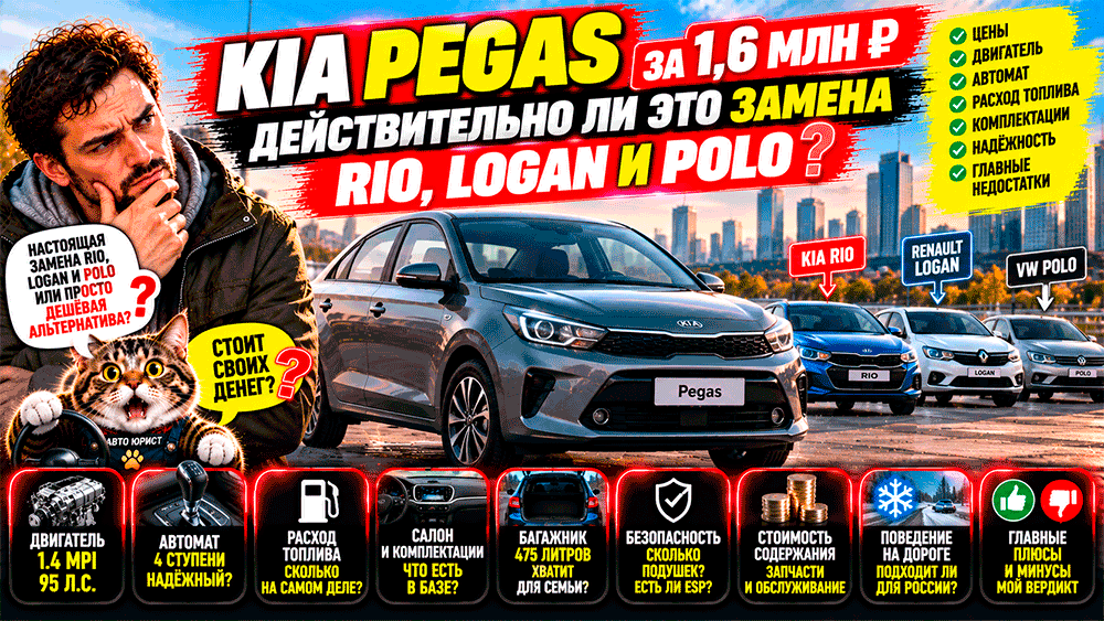 Kia Pegas за 1,6 млн рублей – честный обзор бюджетного седана – действительно ли это замена Rio, Logan и Polo, сколько он расходует и какие недостатки скрывает? Kia Pegas за 1,6 млн рублей – честный обзор бюджетного седана – действительно ли это замена Rio, Logan и Polo, сколько он расходует и какие недостатки скрывает?