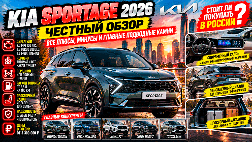 Kia Sportage 2026 – честный обзор цены, характеристики, расход топлива, комплектации, слабые места, конкуренты и стоит ли покупать Kia Sportage 2026 – честный обзор цены, характеристики, расход топлива, комплектации, слабые места, конкуренты и стоит ли покупать