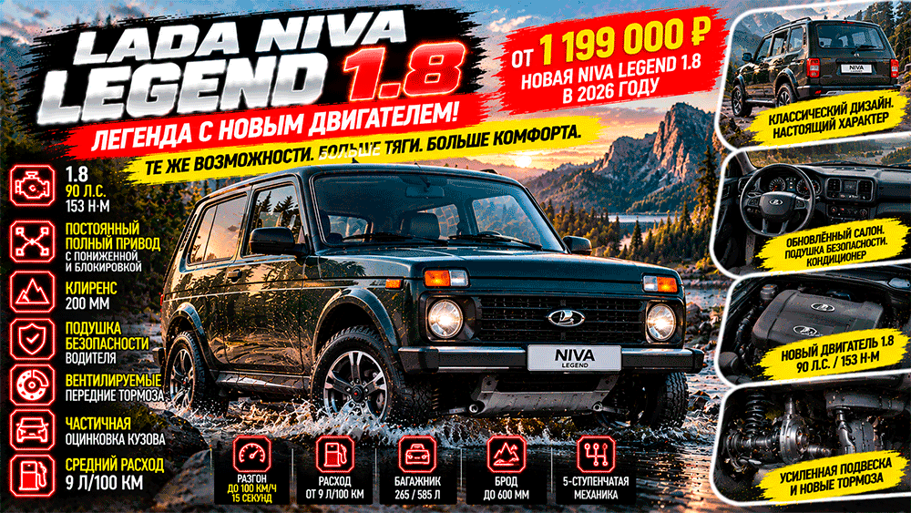 LADA Niva Legend 1.8 – честный обзор цены, нового мотора 90 л.с., расхода, полного привода, обновлений 2026 года, слабых мест и стоит ли покупать LADA Niva Legend 1.8 – честный обзор цены, нового мотора 90 л.с., расхода, полного привода, обновлений 2026 года, слабых мест и стоит ли покупать
