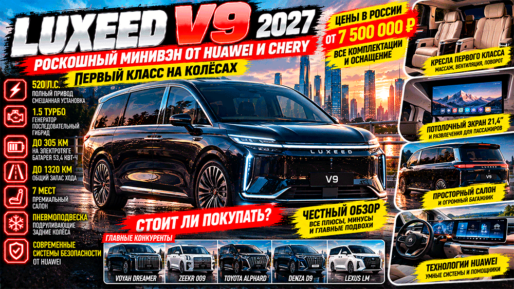 Luxeed V9 2027 – честный обзор цены в России, характеристики, расход топлива, комплектации, слабые места, конкуренты и стоит ли покупать Luxeed V9 2027 – честный обзор цены в России, характеристики, расход топлива, комплектации, слабые места, конкуренты и стоит ли покупать