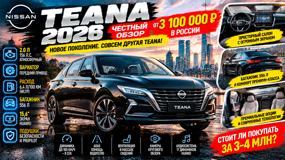 Nissan Teana 2026 – честный обзор цены, характеристик, комплектации, расхода, слабых мест, конкурентов и стоит ли покупать Nissan Teana 2026 – честный обзор цены, характеристик, комплектации, расхода, слабых мест, конкурентов и стоит ли покупать