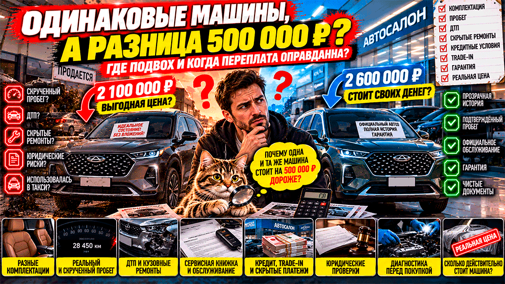 Одинаковые машины, а разница в цене 500 тысяч рублей – где обманывают покупателей