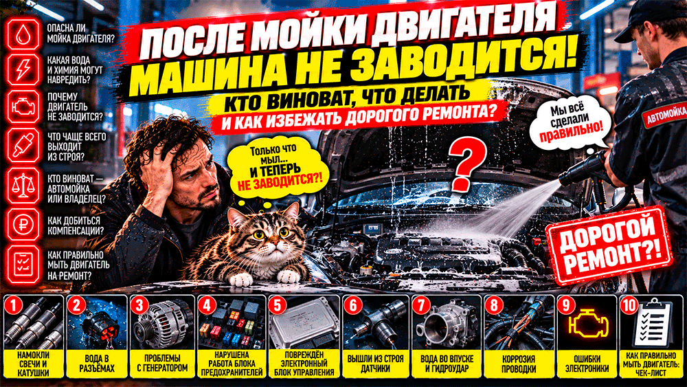 Помыли двигатель и машина перестала заводиться – кто виноват, что делать и как не попасть на дорогой ремонт после мойки под капотом Помыли двигатель и машина перестала заводиться – кто виноват, что делать и как не попасть на дорогой ремонт после мойки под капотом