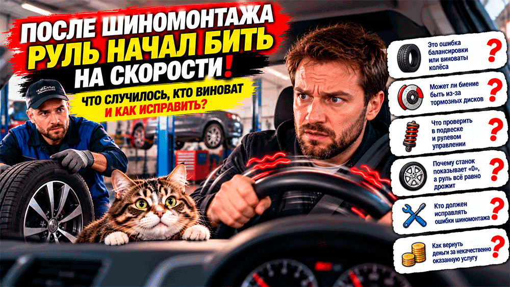 После шиномонтажа руль начал бить на скорости – 12 причин вибрации, ошибки балансировки и что проверить