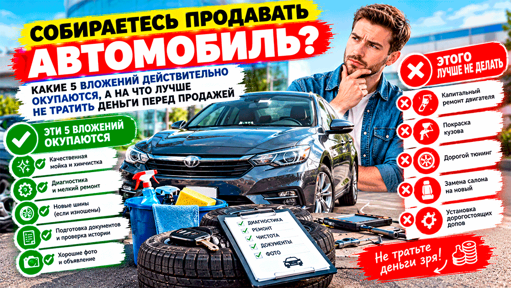 Собираетесь продавать автомобиль – какие 5 вложений действительно окупаются, а на что лучше не тратить деньги перед продажей Собираетесь продавать автомобиль – какие 5 вложений действительно окупаются, а на что лучше не тратить деньги перед продажей
