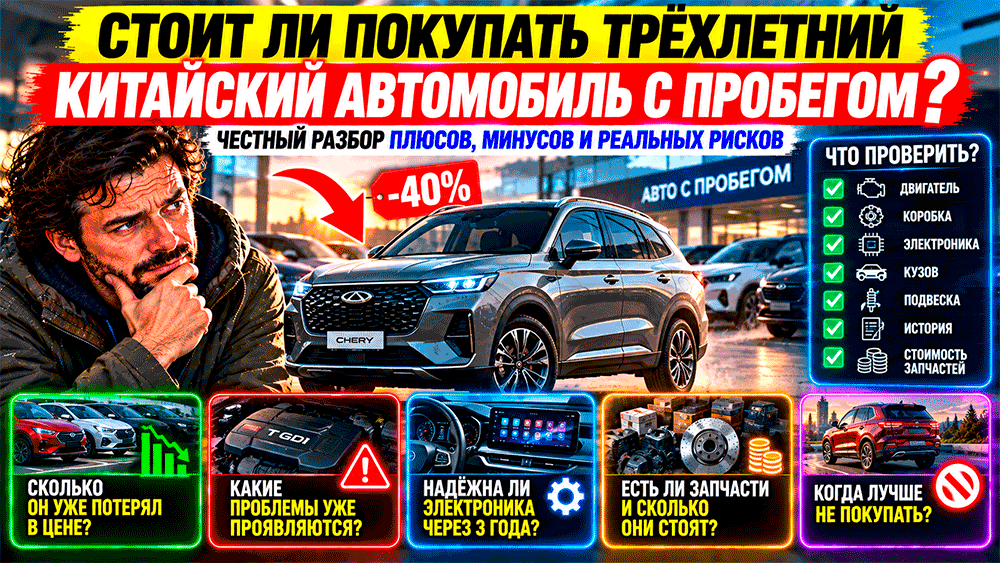 Стоит ли покупать трёхлетний китайский автомобиль с пробегом – что проверить, сколько он уже потерял в цене Стоит ли покупать трёхлетний китайский автомобиль с пробегом – что проверить, сколько он уже потерял в цене