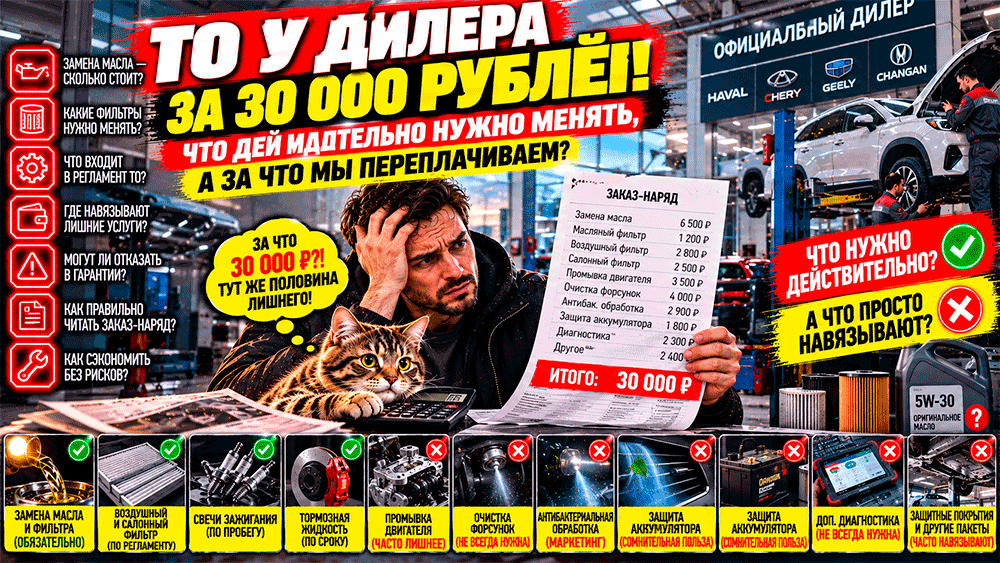 ТО у дилера за 30 тысяч рублей – что действительно нужно менять в автомобиле, а за какие услуги владельцы переплачивают