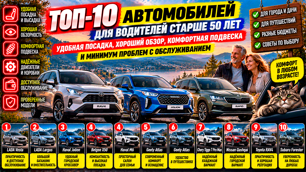 Топ-10 автомобилей для водителей старше 50 лет – удобная посадка, хороший обзор, комфортная подвеска и машины Топ-10 автомобилей для водителей старше 50 лет – удобная посадка, хороший обзор, комфортная подвеска и машины