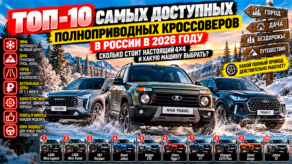 Топ-10 самых доступных полноприводных кроссоверов в России – сколько стоит настоящий 4×4, какие машины выбрать для зимы, дачи и плохих дорог Топ-10 самых доступных полноприводных кроссоверов в России – сколько стоит настоящий 4×4, какие машины выбрать для зимы, дачи и плохих дорог