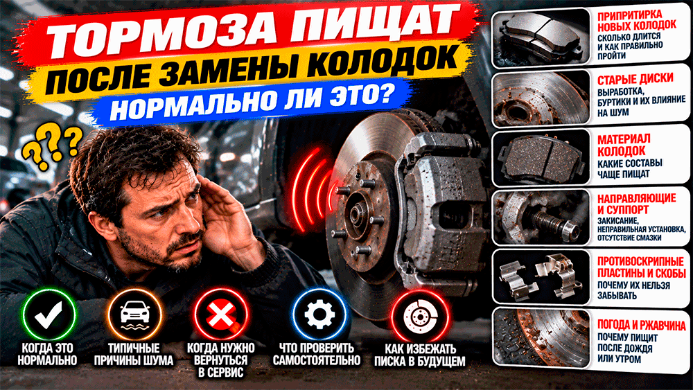 Тормоза пищат после замены колодок – нормально ли это?